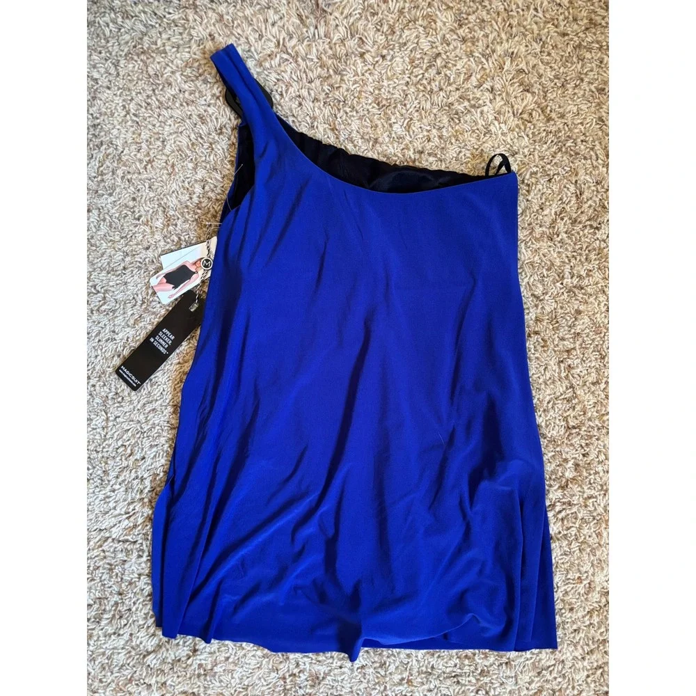 NWT Miraclesuit One Shoulder One Piece Swim Dress Sz 10 Slimming Flattering Suit